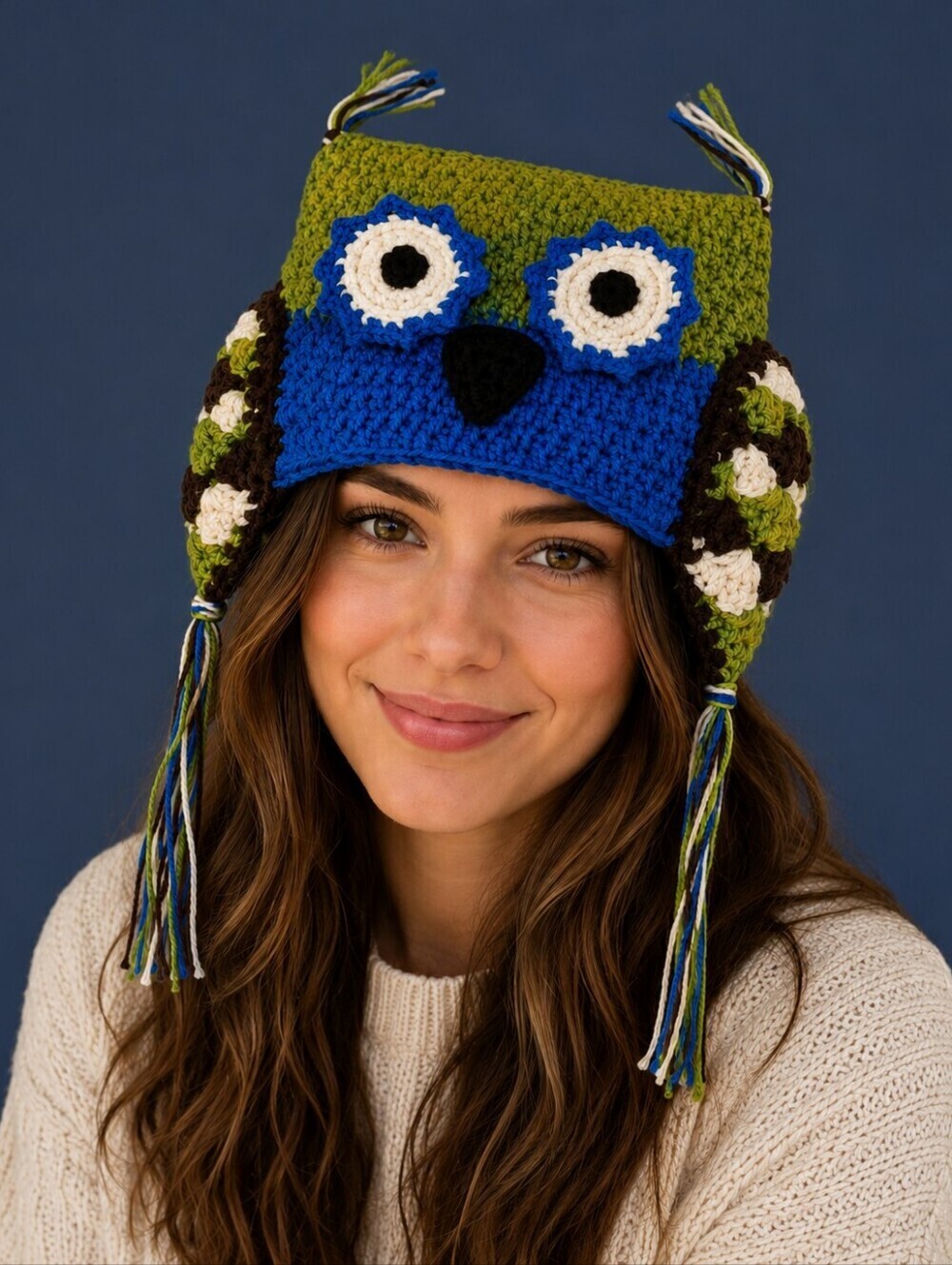 HAPPY HAT Square Owl Crochet Knit Beanie Hat
